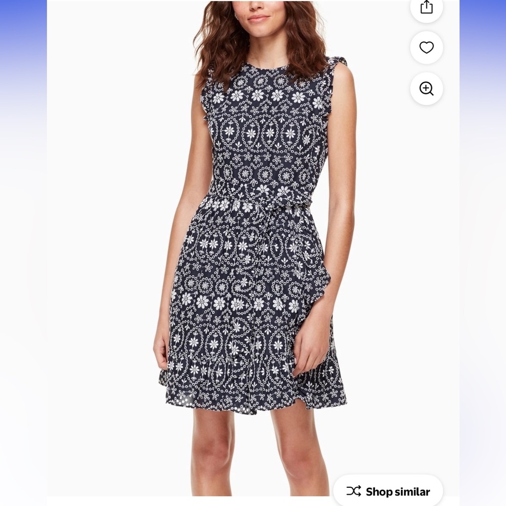 Kate Spade New York Lake Blue Women Eyelit Fit & Flare Dress size: 4